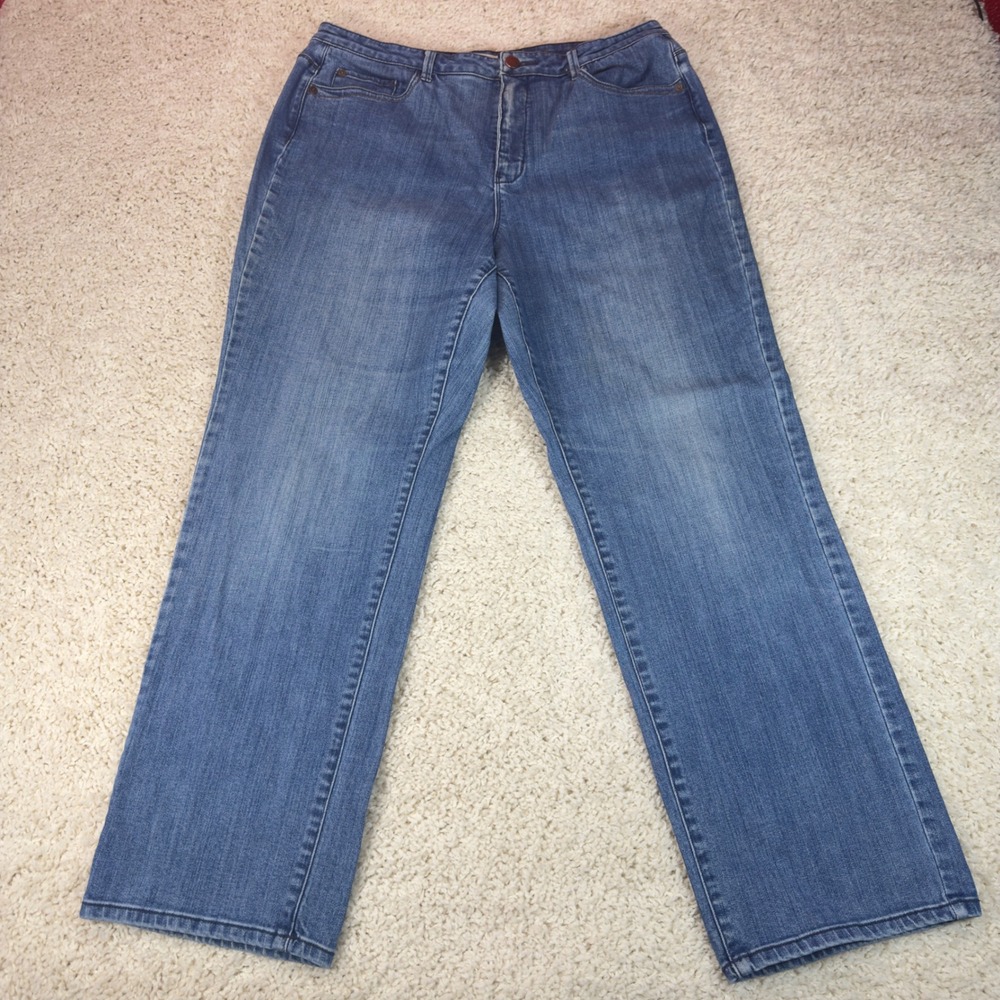 Coldwater Creek Straight Leg Jeans Womens 16 Blue Denim Classic Casual Stretch